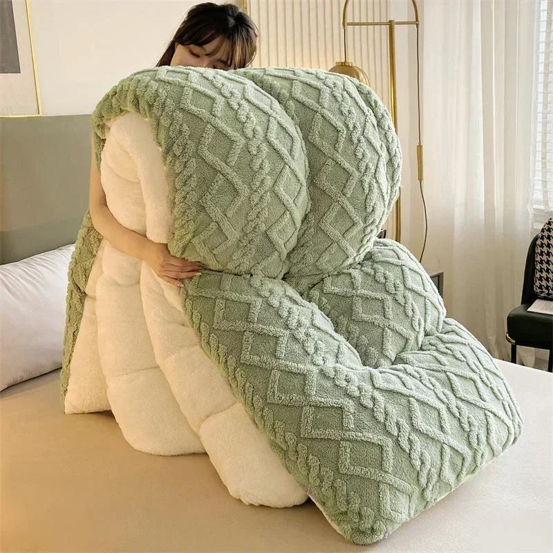 Super Thick Winter Warm Blanket Autumn Artificial Lamb Cashmere Weighted Blankets for Beds Cozy Thicker Warmth Quilt Comforter