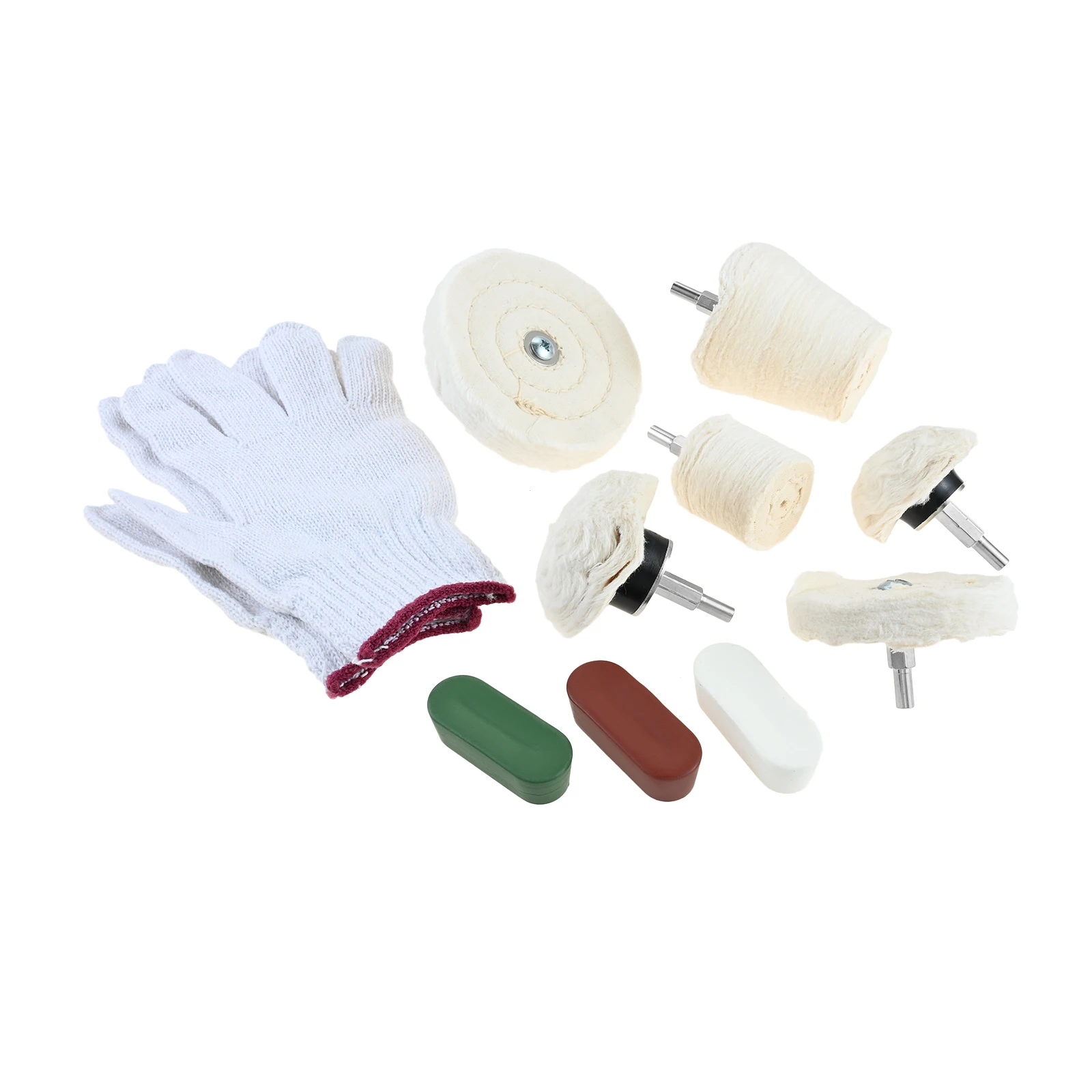 10 Pcs Drill Buffing Wheels and Polishing Compounds Cloth Wheel Car Metal Polishing Kit Multi-Specification Wheel Kit