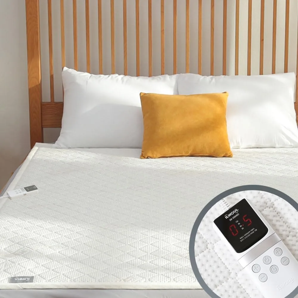 

Heated Mattress Pad Warmer 5 Heat Settings 15H Auto Shut Off Tencel Microfiber Anti Radiation Waterproof Machine Washable UL