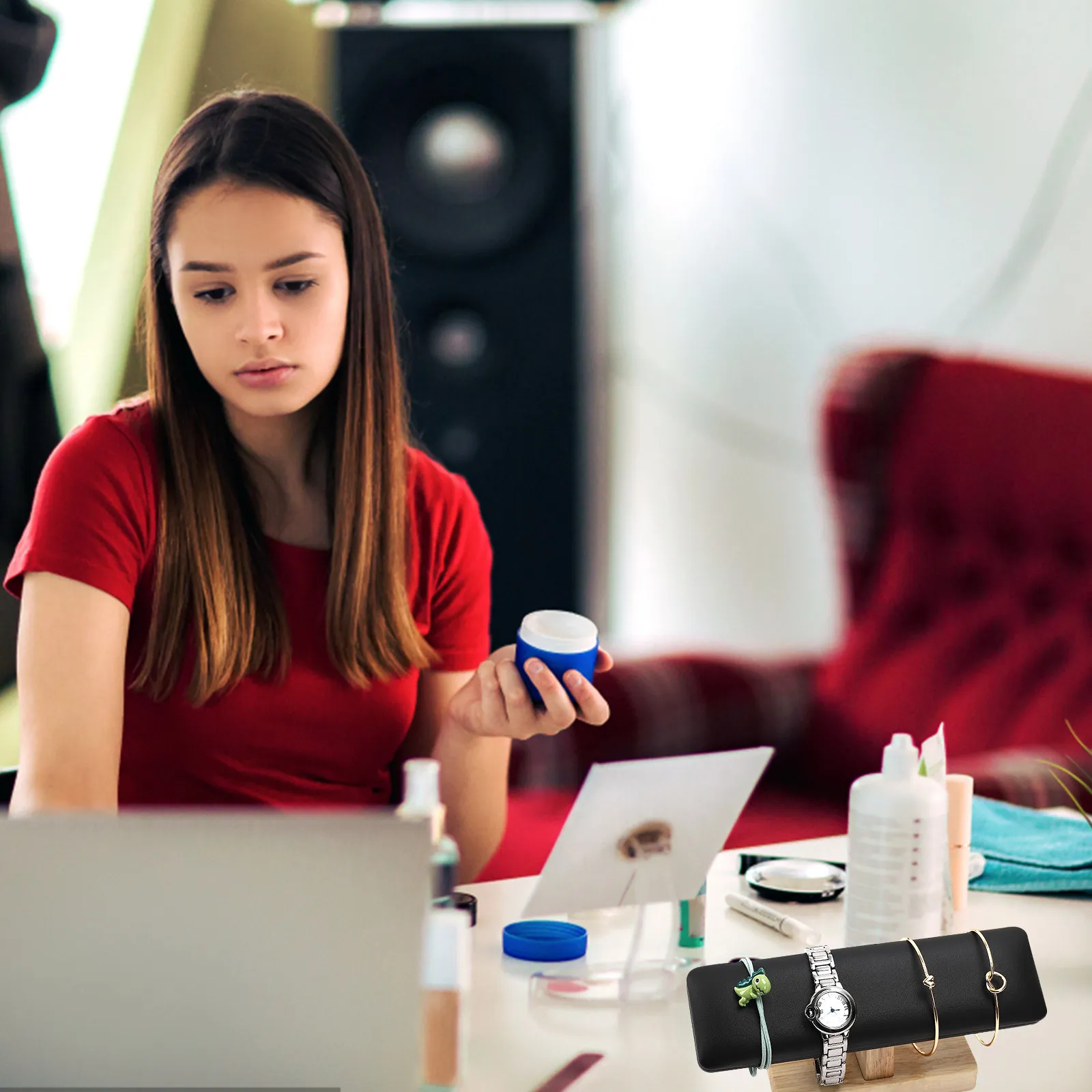 

Bamboo Wood Jewelry Rack Bracelet Watch Necklace Display Stand Holder Jewelry Organizer Storage
