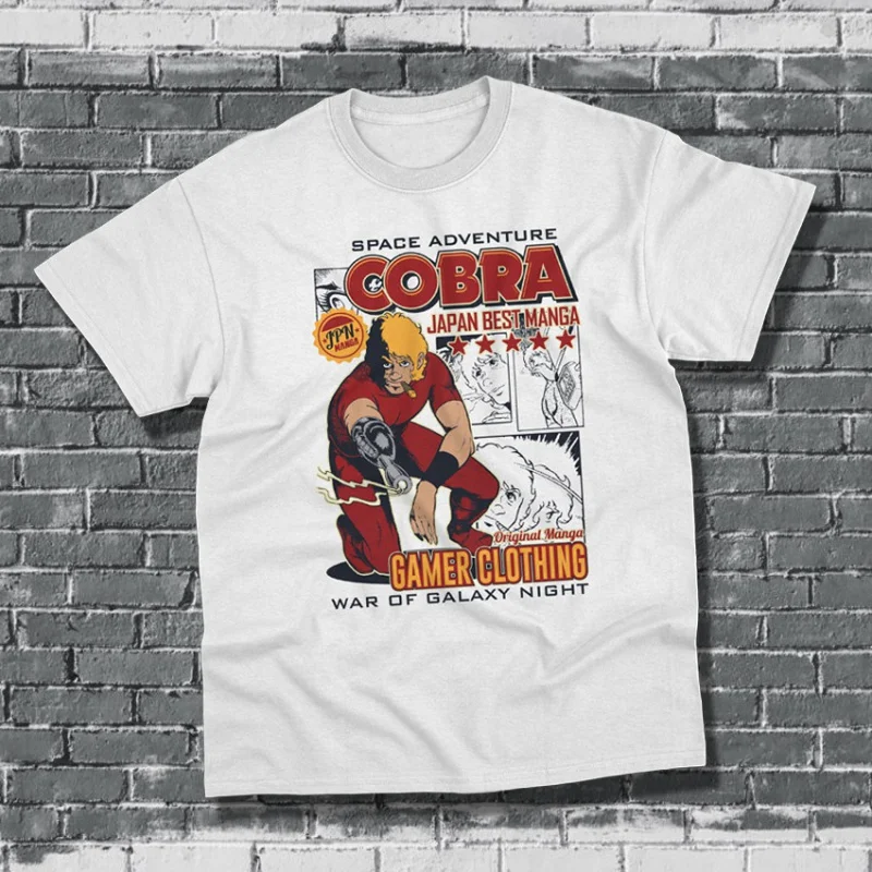 80s vintage manga Cobra The Space Pirate Psychogun Kobura Adventure Anime t shirt large size tops cartoon Graphic Y2K clothes