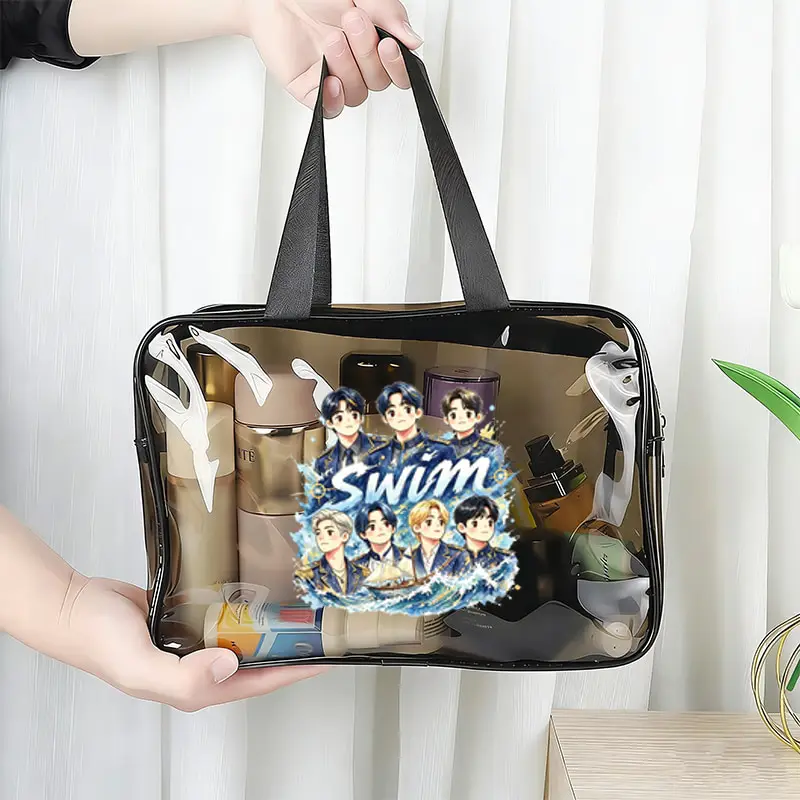 Swim Series Arirang 2.0 World Tour 2026 Pvc Handheld Toilet Bag Transparent Waterproof Storage Bag Kpop Fan Gift Makeup Bags