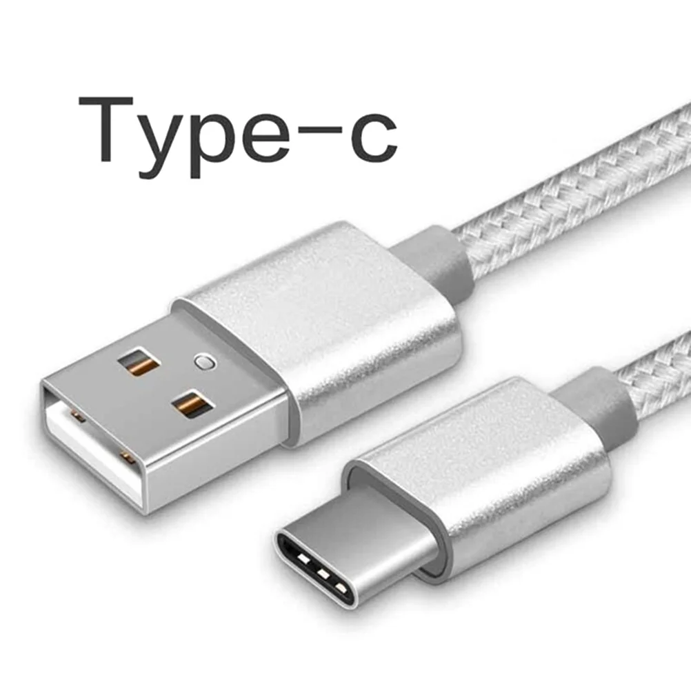 

3.3Ft Type-C Nylon Braided Fast Charging Cord 1 Meter Long Durable Silver Usb C Cable For Data Sync Charging Cable For Usb