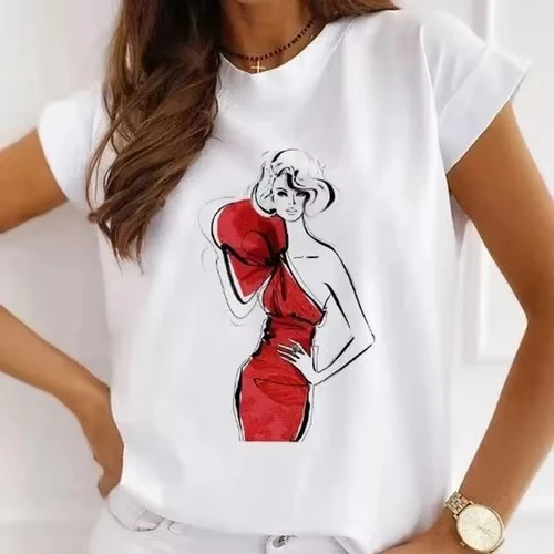 New Comfortable and Soft with Unique Pattern Design That Is Fashionable and Trendy Plus-size Women's 180g Pure Cotton T-shirts
