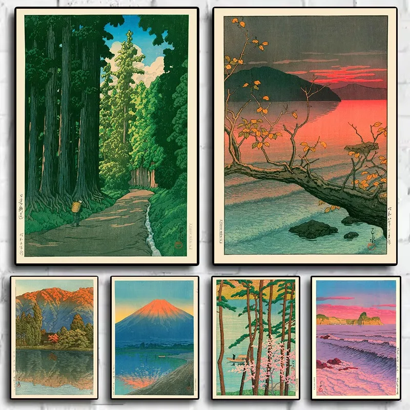 Kawase Hasui Classic Japanese Woodblock Landscape Artwork Canvas Poster Printed Ocean Mountain Wall Pictures Home Decor