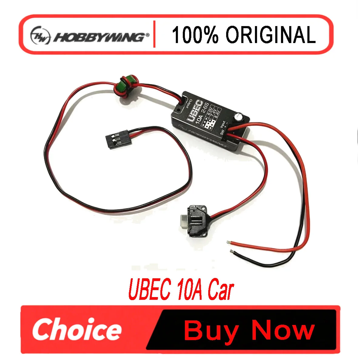 Hobbywing UBEC 10A Car 2-6s Input Voltage 6.0/ 7.4/8.4V Adjustable Water Proof for Trucks, and Other Electric Models As Well
