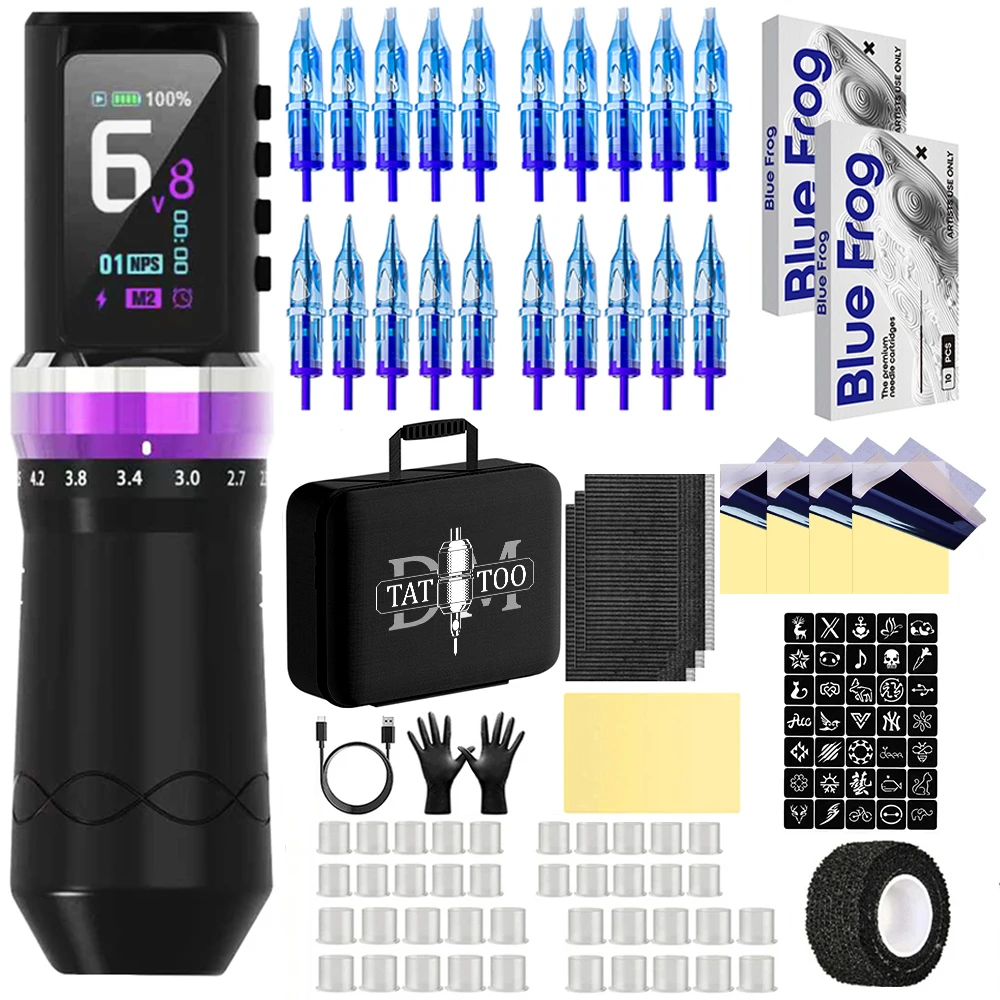 

Набор для татуировки DM, профессиональный набор для татуировки с машинкой для перманентного макияжа, беспроводной блок питания, набор для татуировки с машинкой для татуировки.