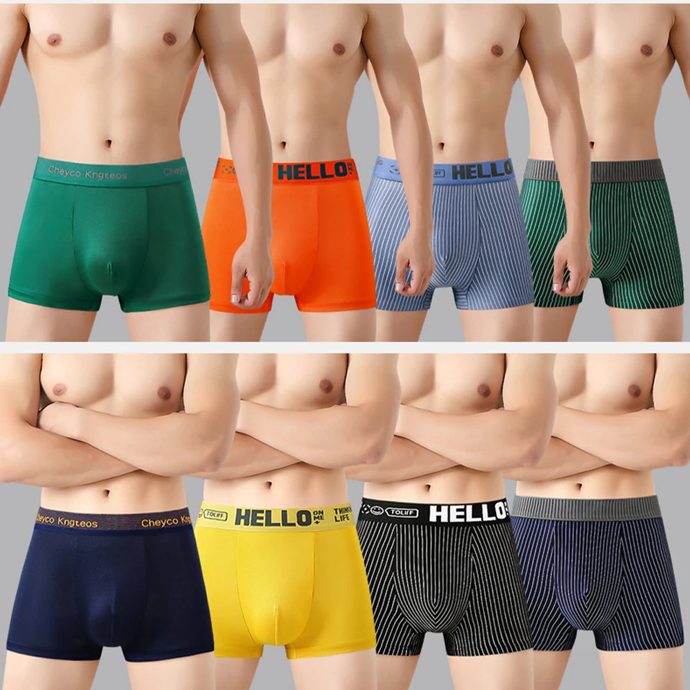 4 pcs Men\'s Underwear Mens Stripe Boxer Shorts Men\'s Underpants Breathable Boxers Male Panties  Men Brifes BoxerShorts Wholesale