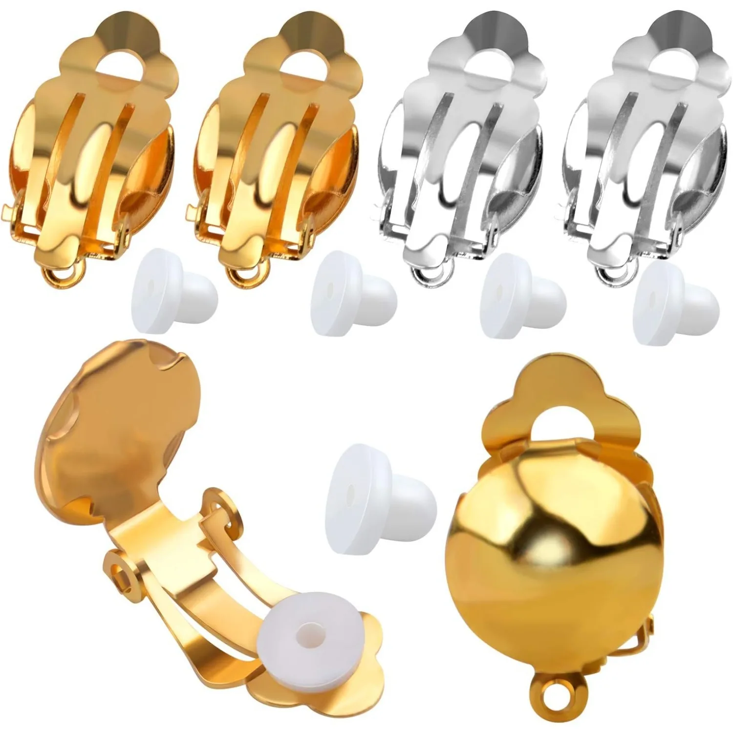 

20 шт., конвертер для сережек без пирсинга, компоненты для сережек с петлей и 20 подушечками для сережек для изготовления сережек