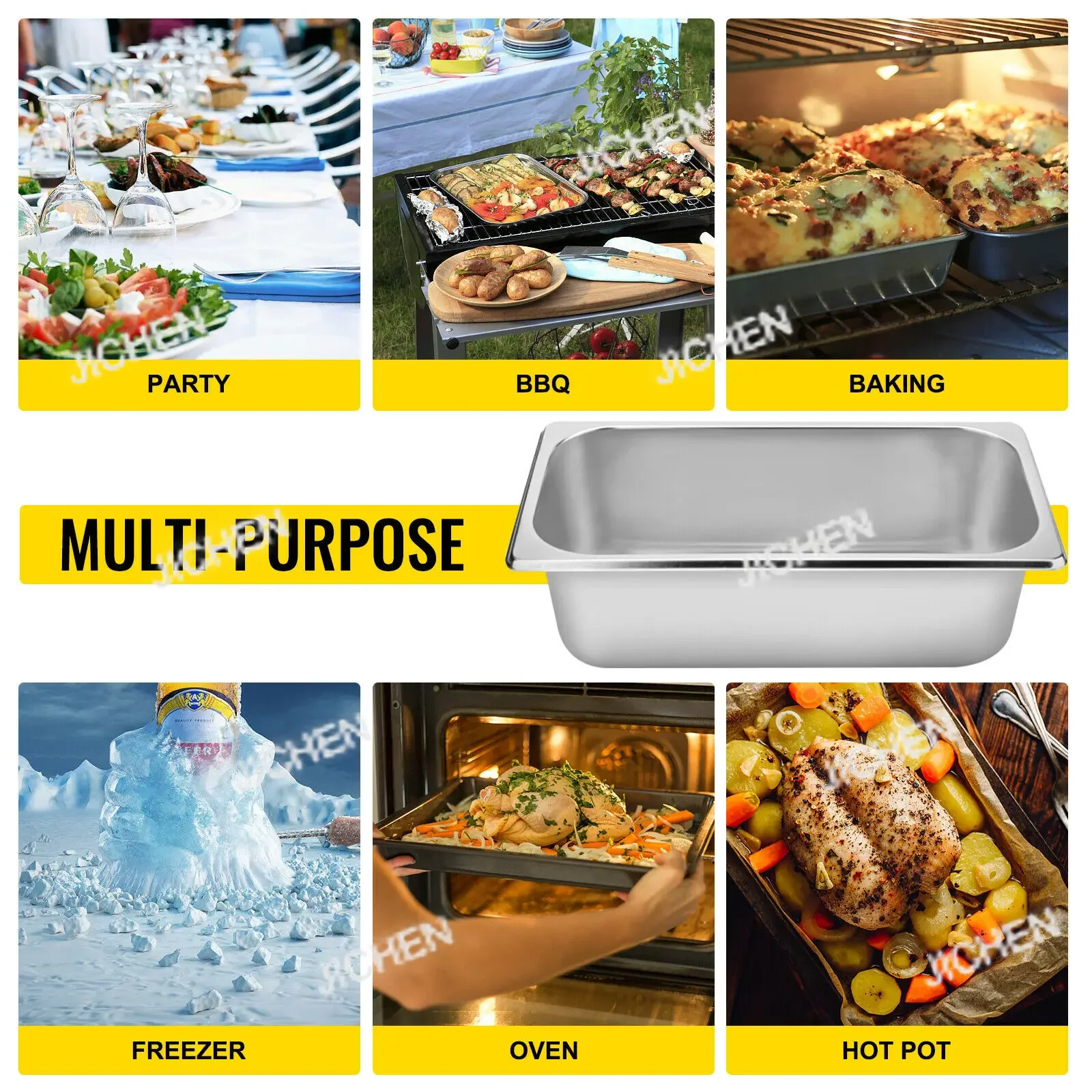 ถาดอุ่นอาหารบุฟเฟ่ต์ JC JC ขนาด 8.5 ลิตร-20 ลิตร ถาด Gastronorm ถาดนึ่ง ถาดสแตนเลส สำหรับงานปาร์ตี้ บาร์บีคิว อบ