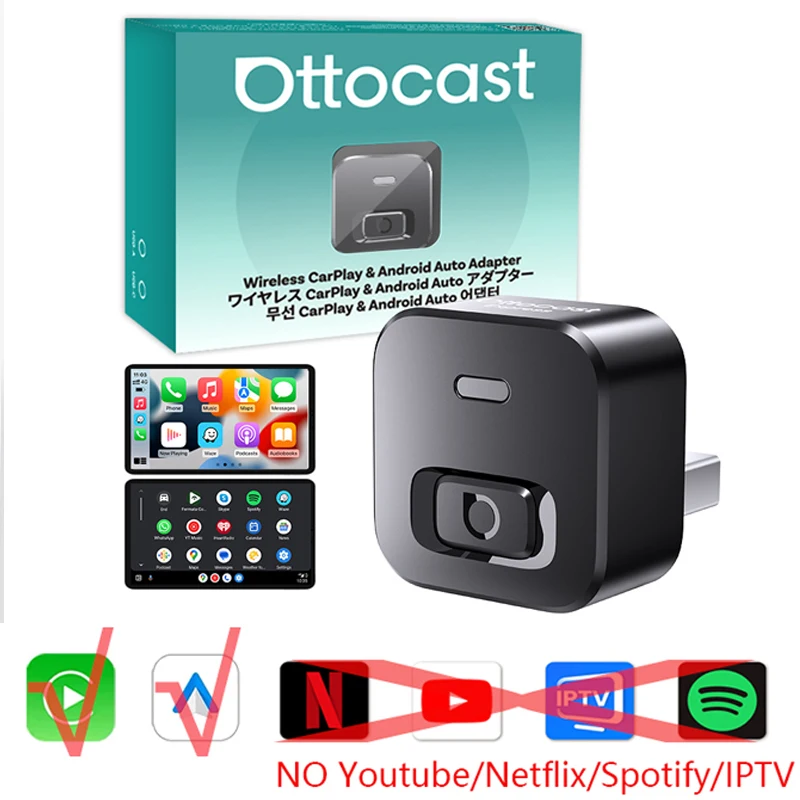 OTTOCAST Play2Video Ultra Wireless CarPlay Android Auto Adapter