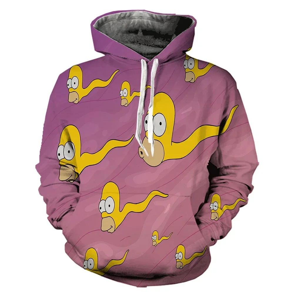 MINISO Simpsons Hoodies Cartoon Anime Simpson 3D Print Men Fashion Oversized Sweatshirt Hoodie Adult Pullover Tops Clothing