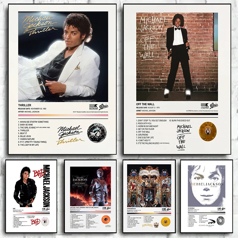 Michael Jackson Pop Singer Music Album Cover Canvas Printing Wall Paintings Home Decoration Posters