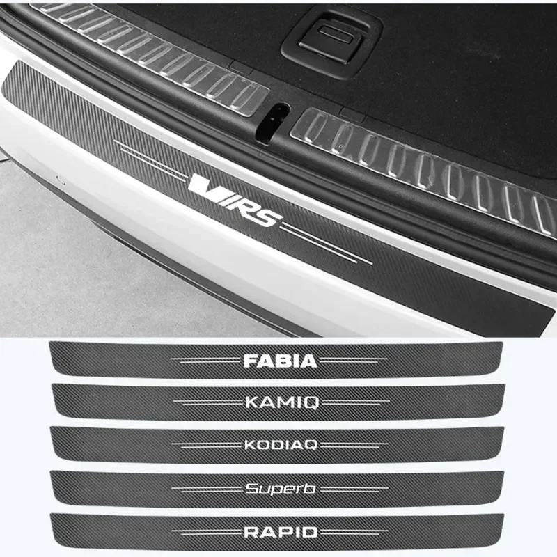 Car Door Sill Decals Rear Trunk Bumper Strip Protective Stickers for Skoda Octavia FABIA KAMIQ KAROQ KODIAQ RAPID SCALA SUPERB