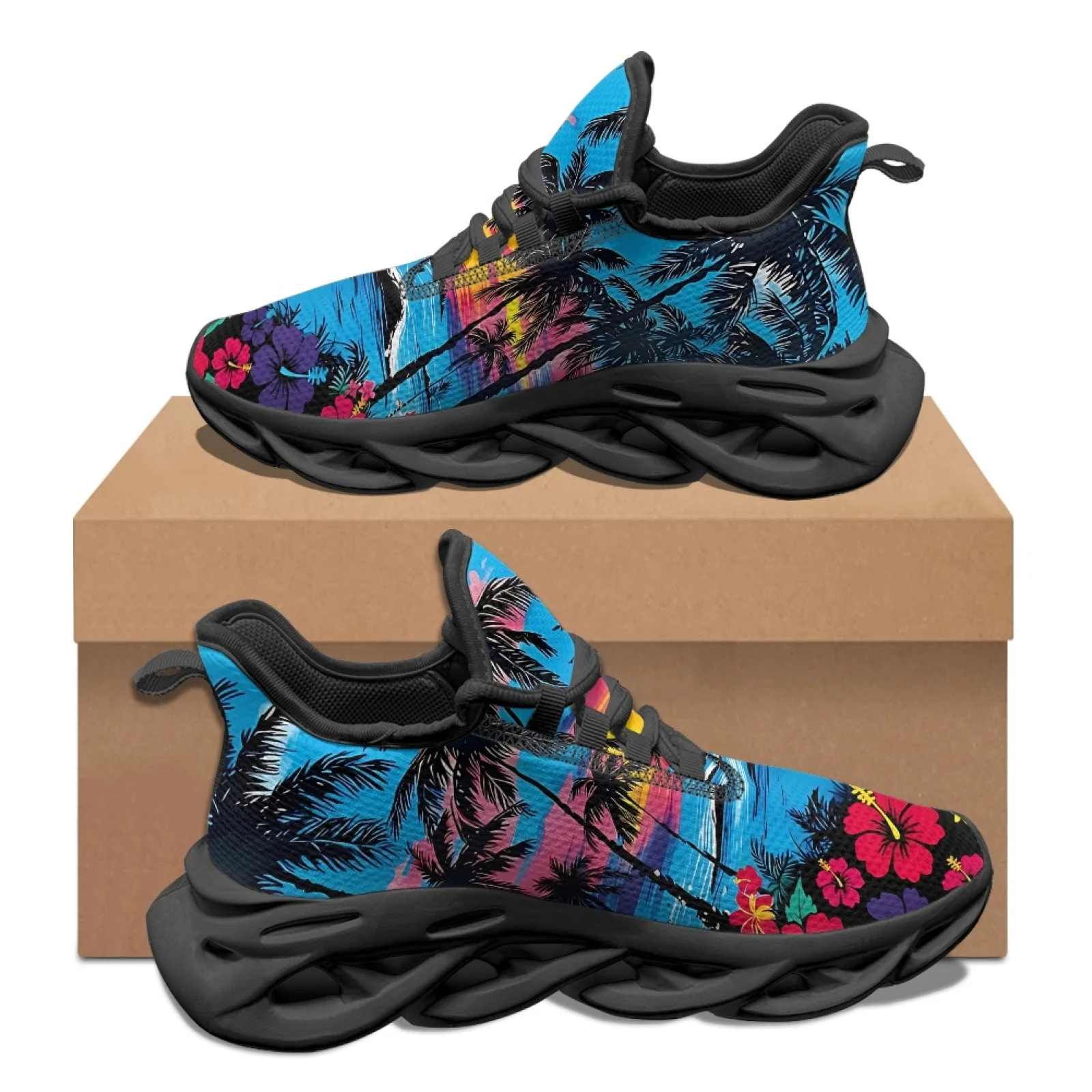PENSTROLL Tropical Flower Athletic Running Shoes, Durable Mesh Shoes for Men and Teens, All Season Sport Hiking