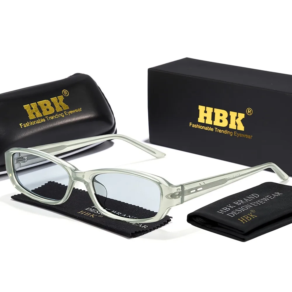 HBK Men Fashion Sunglasses Oval Small Frame Cellulose Propionate Temple Tips Women's Outdoor Street Fashion Glasses UV400