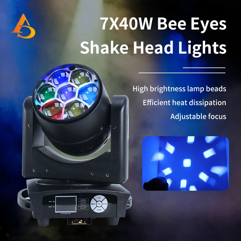 Imagem -03 - Rgbw Led Moving Head Lights 7x40w Olhos Grandes Zoom Wash Lights Uso para dj Disco Festa em Casa Boate Bar