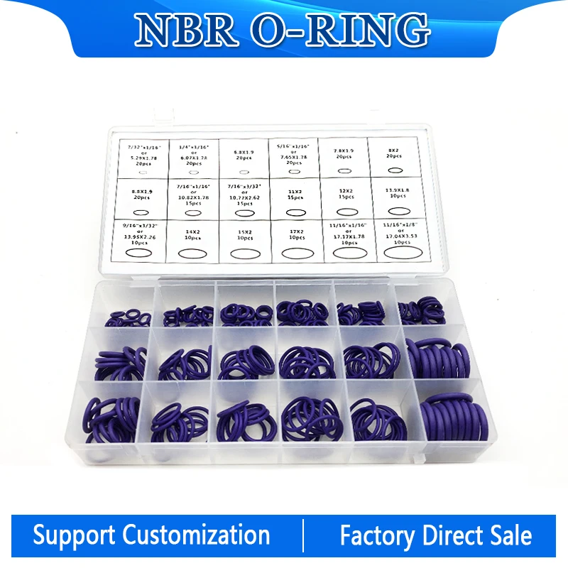 270PCS Boxed Nitrile Rubber O-ring Kit NBR Seal Gasket Oring For Car Auto Vehicle Repair Oil Resistant O Ring Set