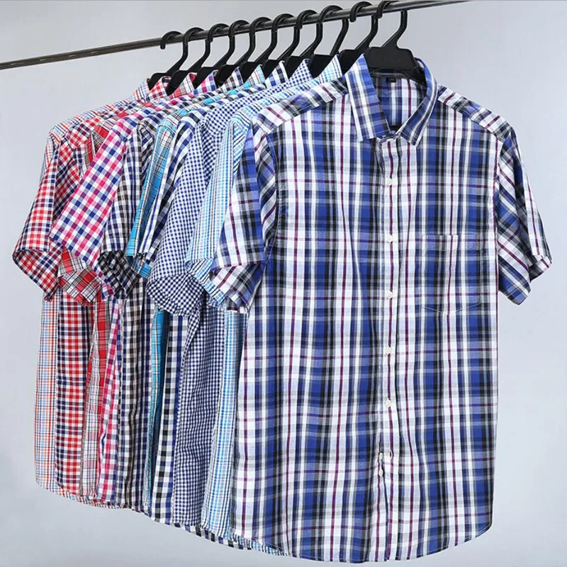 100% algodón 5XL 6XL 7XL 8XL 12XL camisas de talla grande para hombre moda Casual estilo clásico cómoda camisa de manga corta a cuadros para hombre