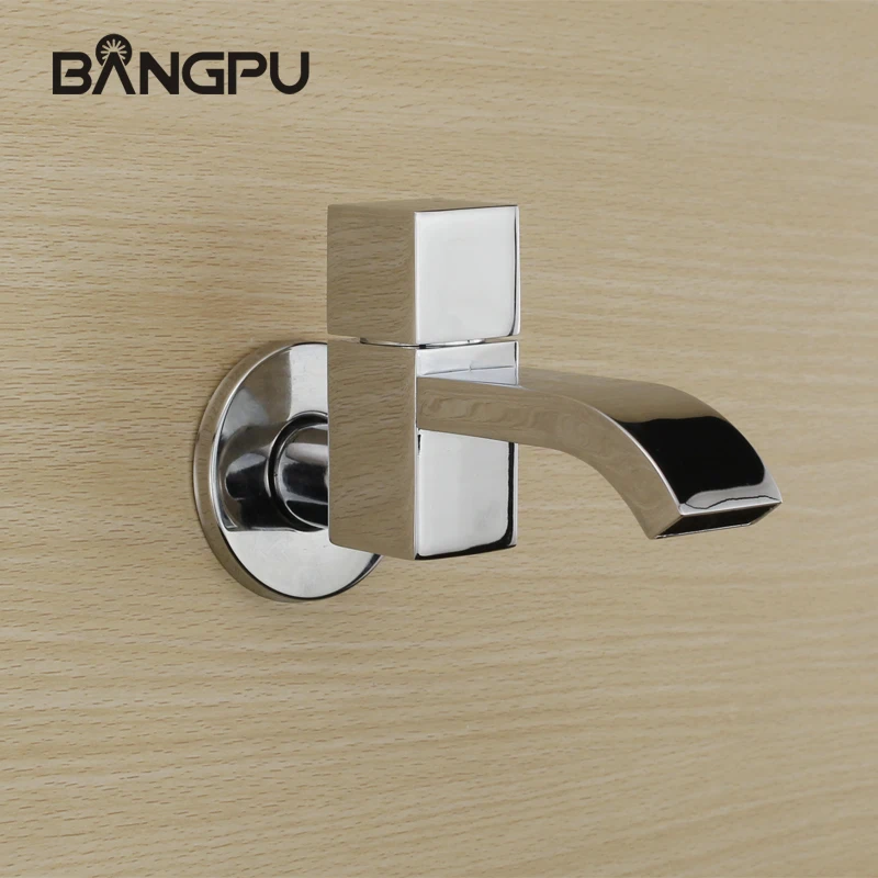 

BANGPU Wall Mounted Bathroom Waterfall Sink Faucet Single Handle Vanity Sink Faucet Single Cold Mop Pool Taps Chrome