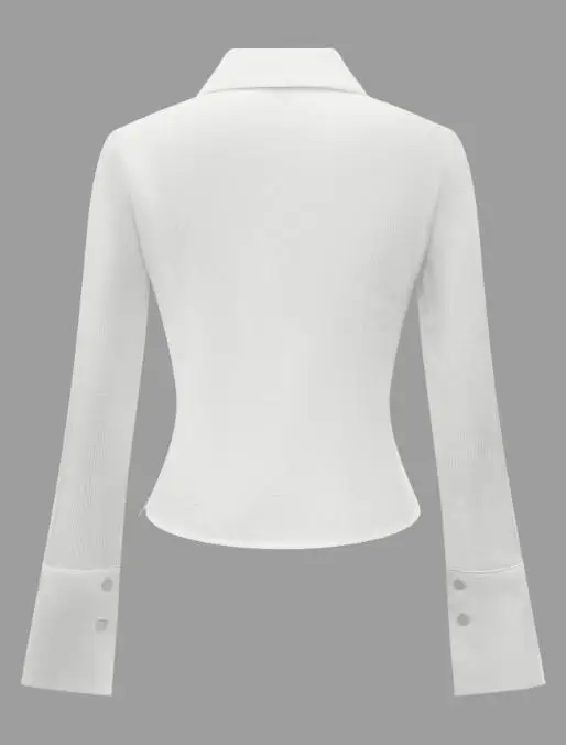 Y2Kスパイシーガールスタイル無地長袖小さめシャツレディース服2025秋冬