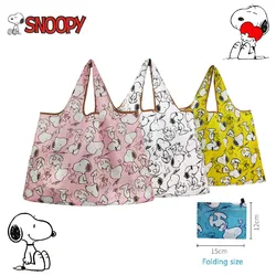 Snoopy Foldable Shopping Bag Large Capacity Portable Thickoxford Cloth Reusable Waterproof  Shoulder for Students Women Handbag