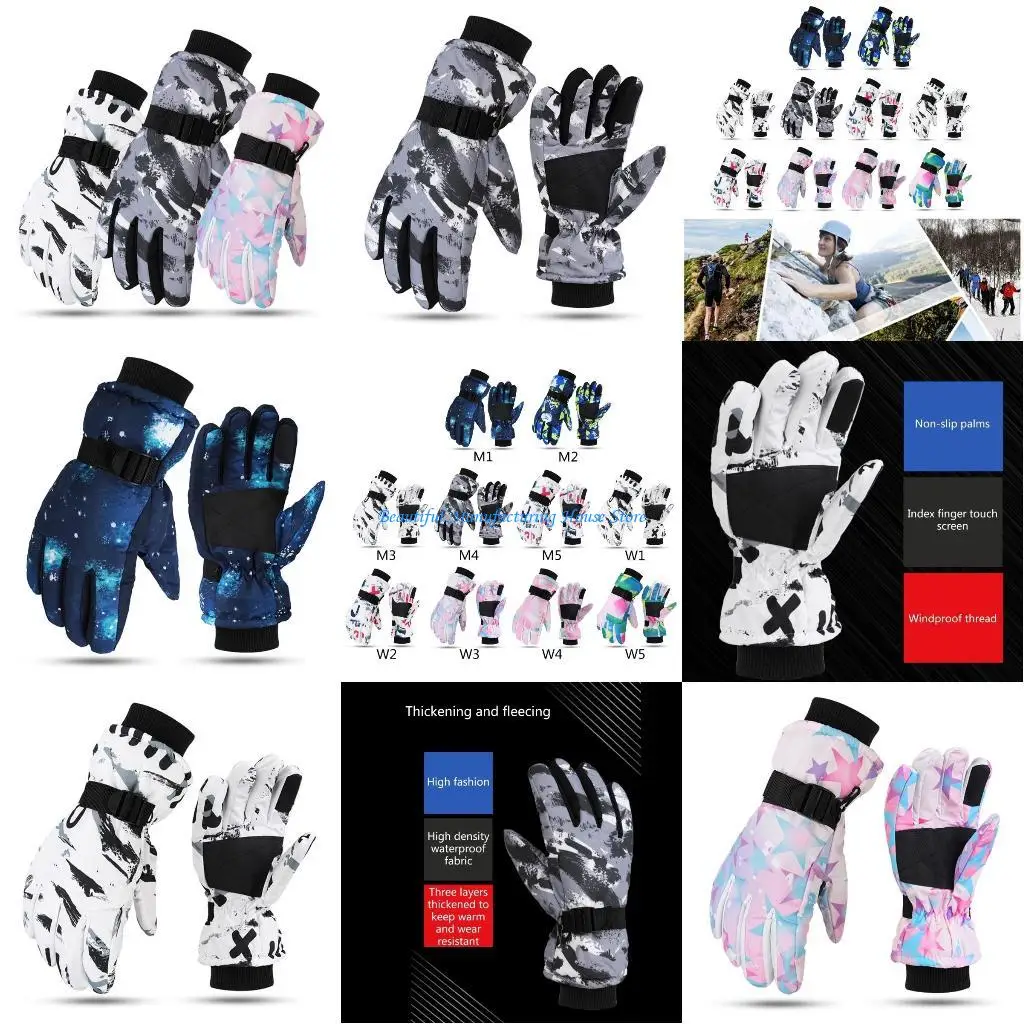 

E56A Adults Winter Warm Gloves Waterproof Snow Ski Gloves Snow Gloves Touchscreens Windproof Adults Work Gloves
