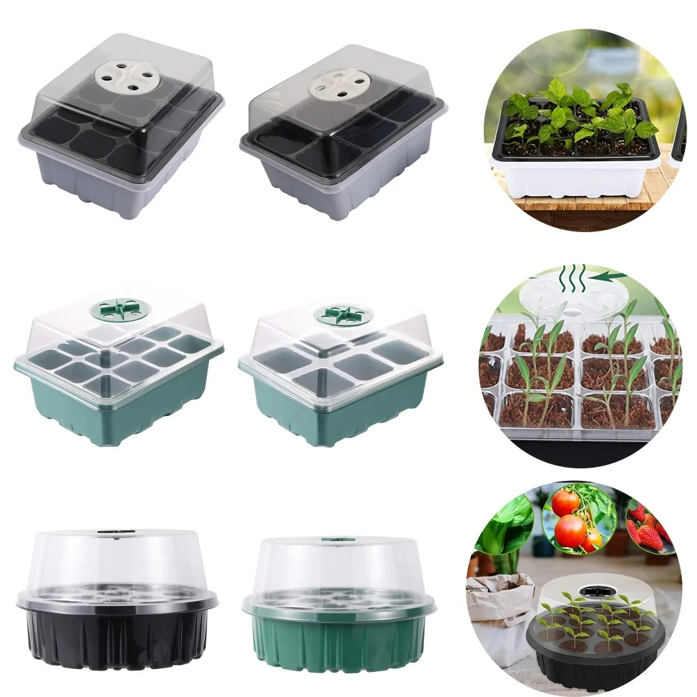 6/12Grids Seed Starter Tray with Ventilation Hole Mini Greenhouse Plant Germination Base Seeds Growing Cultivation Planting Box