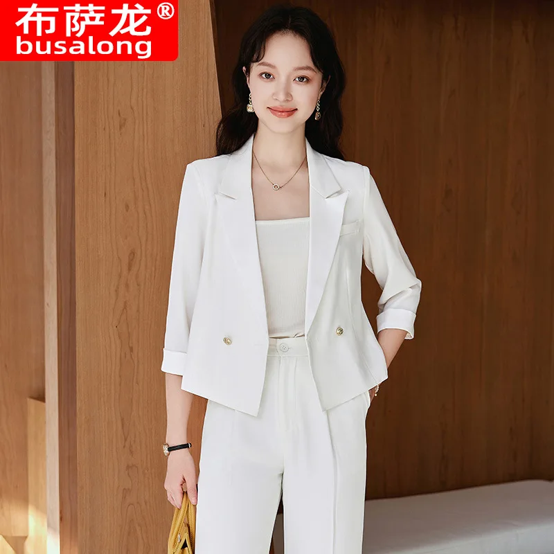 Jaqueta blazer curta casual para mulheres, novo estilo primavera e outono, sensação sofisticada, versão pequena coreana, terno profissional solto