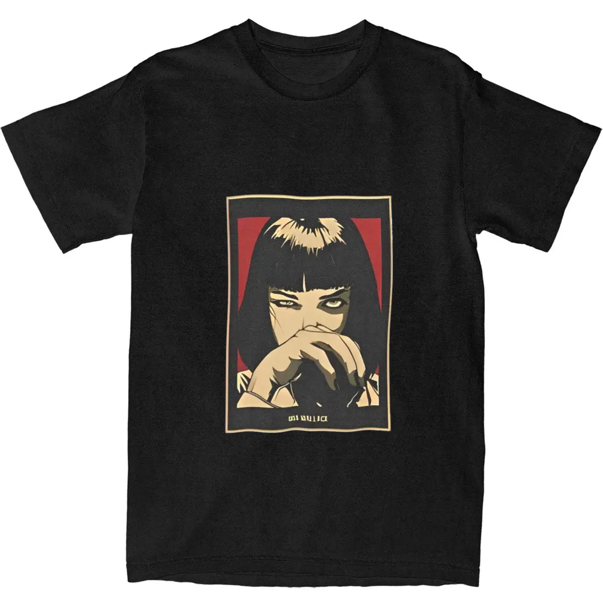 Movie Mia Wallace T-Shirt Men Quentin Tarantino Street Style Cotton T Shirts Summer O-Neck Hip Hop Tees Cheap Oversize Clothes