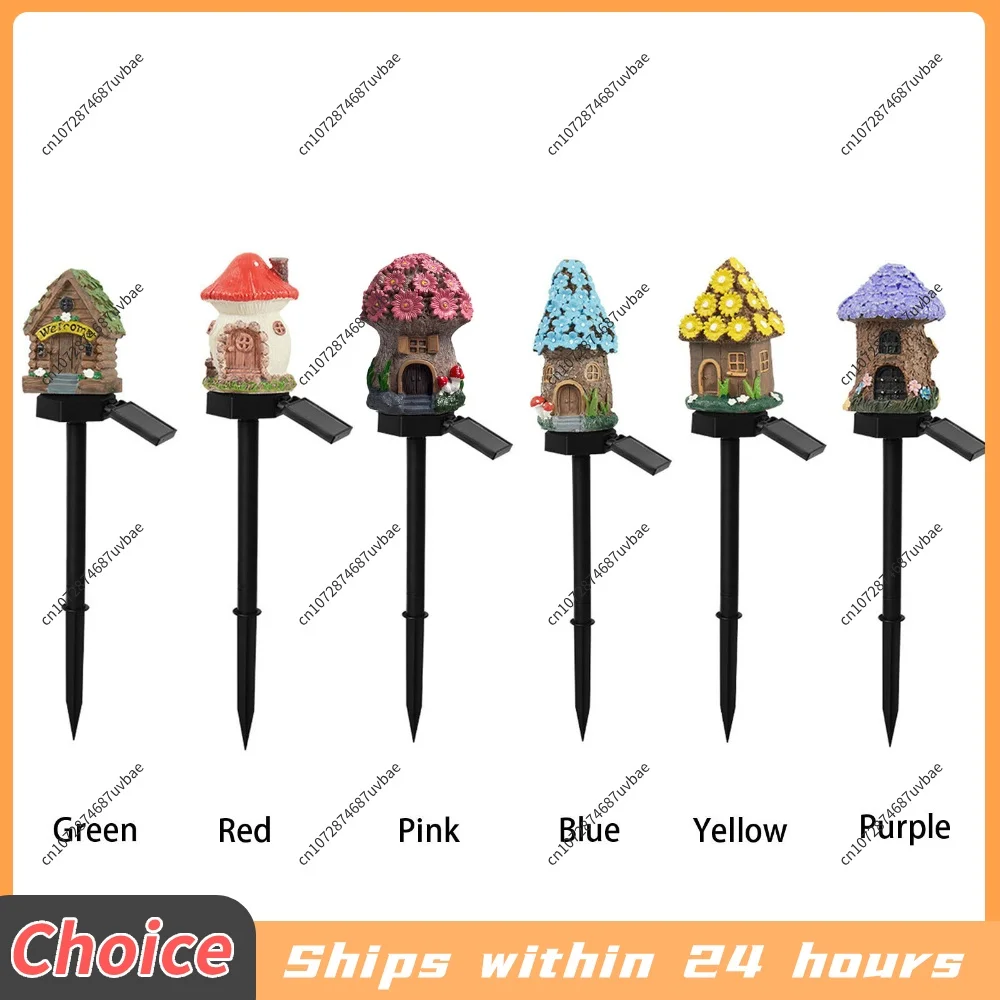 Solar Fairy-Tale Mushroom Cottage Landscape Pathway Light Waterproof LED Outdoor Lawn Lamp Courtyard DecoratiON Light for Spring
