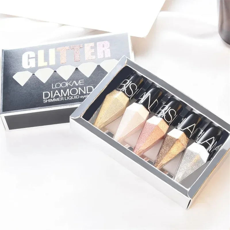5pc/set Diamond Liquid Eyeliner Professional Shiny Cosmetics for Women Silver Gold Color Liquid Glitter Eye Liner Beauty Makeup