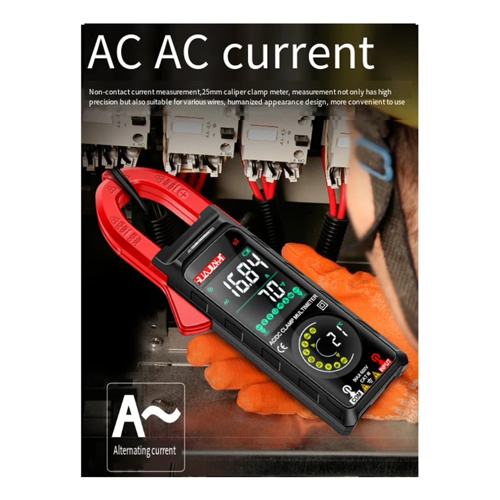 Imagem -04 - Huajiayi-smart Digital Alicerça Amperímetro Clamp Meter Ampermetric Multímetro Amp Capacitância Ohm Tester ac dc