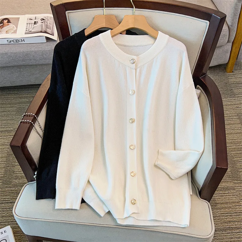 175 кг, большие размеры, женский бюст 160, осень-зима, свободный кардиган с длинными рукавами, вязаный черный, белый цвет 4XL 5XL 6XL 7XL 8XL 9XL