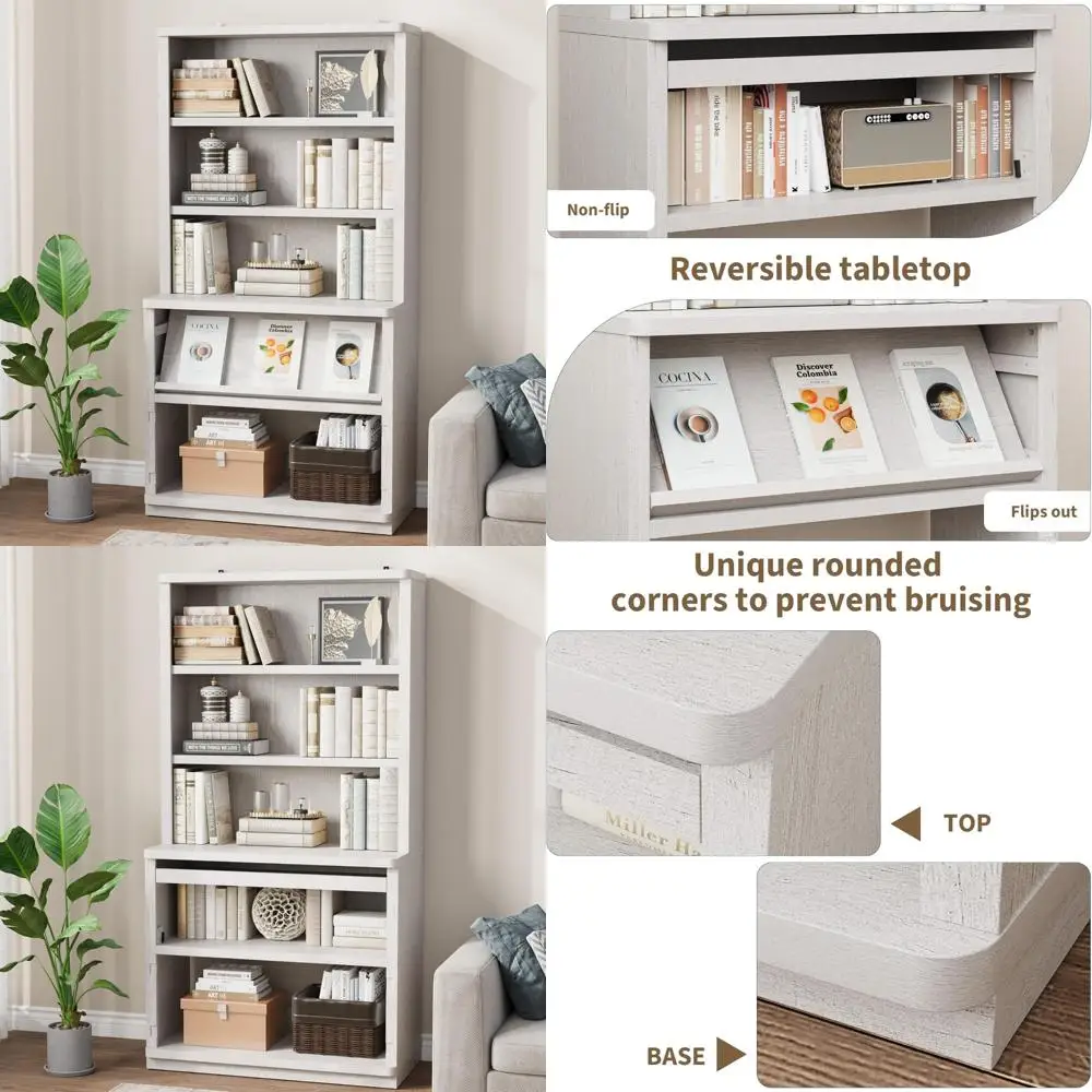 5-уровневый деревянный книжный шкаф в стиле триггер, 71 x 37 x 16, органайзер для хранения и полки-органайзера