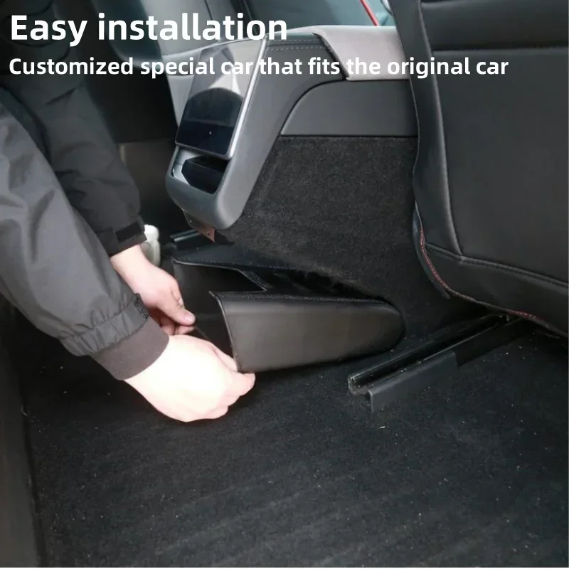 For Tesla Model 3 Highland 2024 Rear Center Console Storage Box Backseat Magnetic Suction Trash Can Under Seat Car Accessories