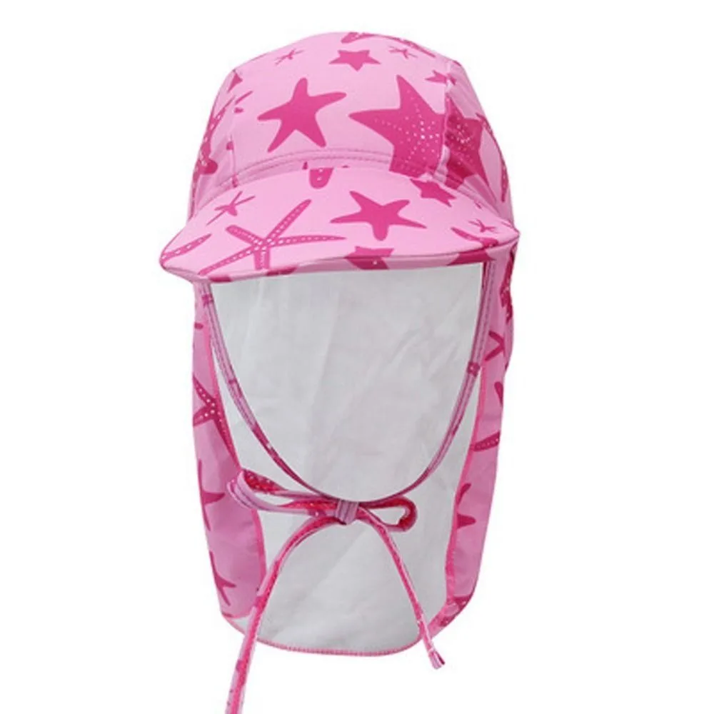 

Windproof Starfish Beach Hat UV Protection Flower Sun Hat Adjustable Neck Protection Sunshade Swimming Cap Summer