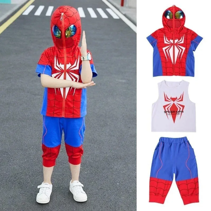 

New Hooded Boys Coat + Pant + Vest Sets Toddler Clothing Girls Short sleeves Cosplay Costume Children Hoodies 2025
