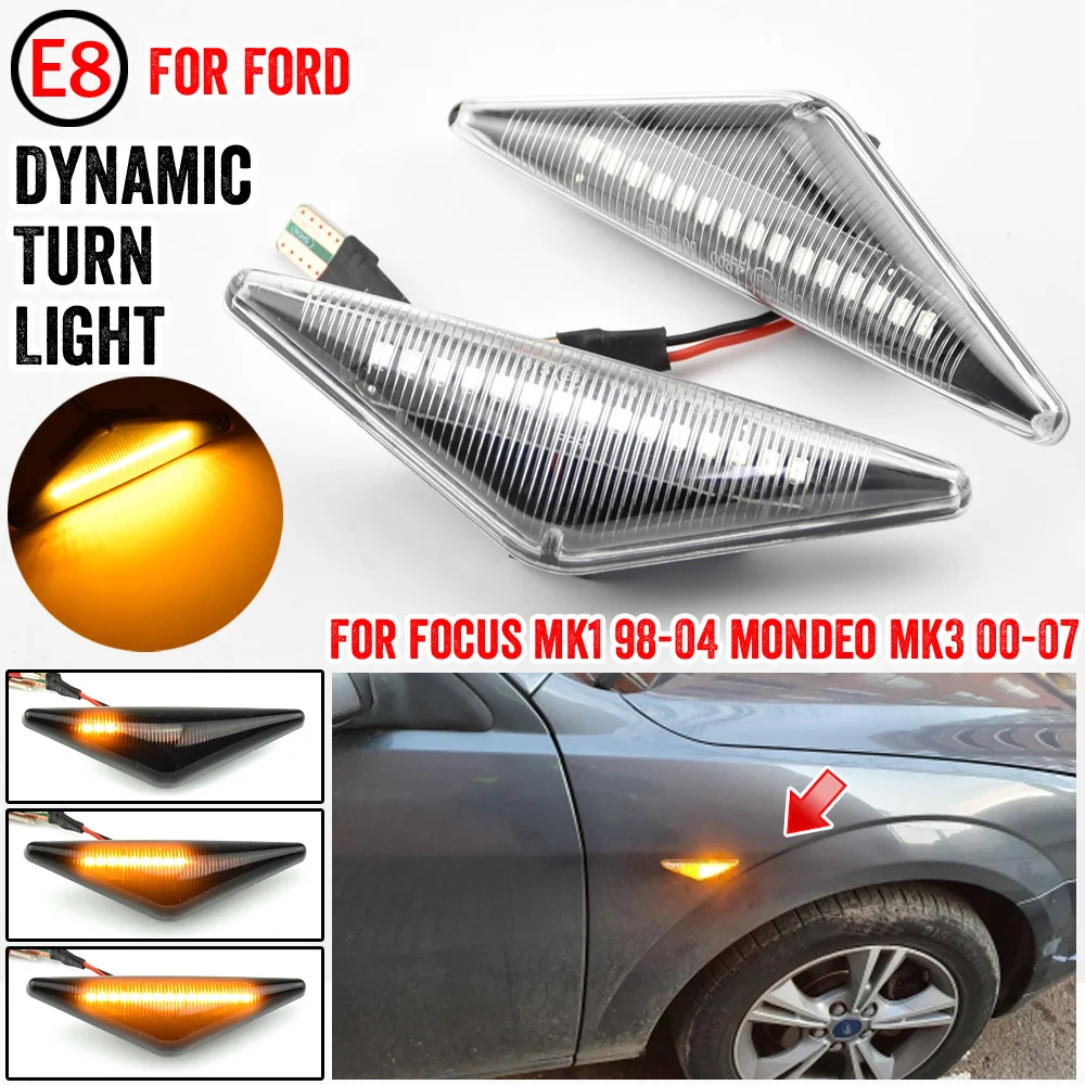 Flowing Side Repeater Light LED Dynamic Side Marker Turn Signal Lights Indicator Blinker Lamp For Ford MONDEO 3 MK3 FOCUS 1 MK1