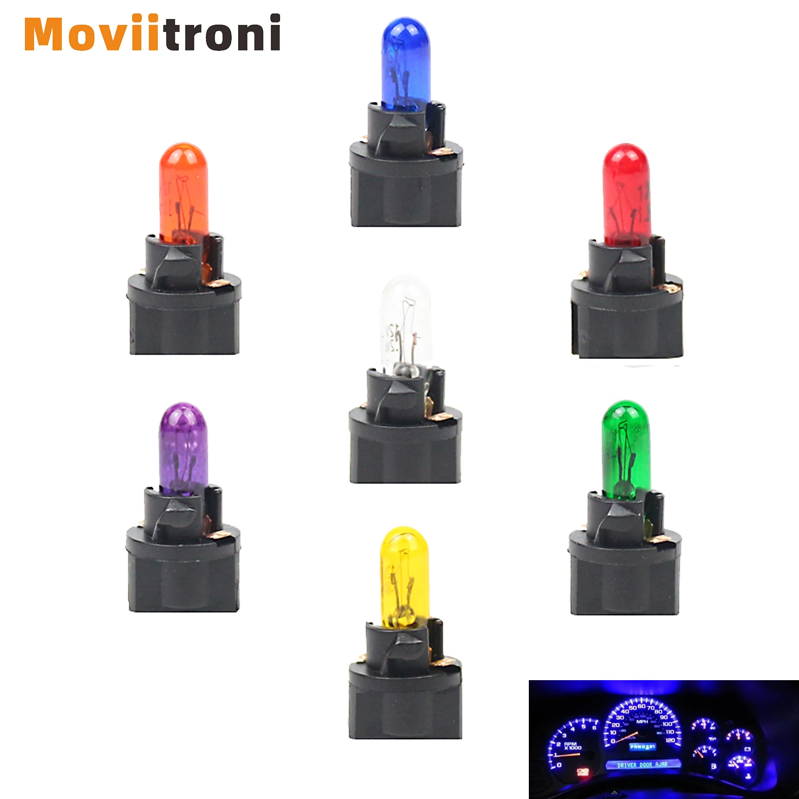 12sets T5 Halogen Instrument Cluster Bulbs with Sockets, 12V 1.2W Dash Light for Automotive Car Interior Replacement