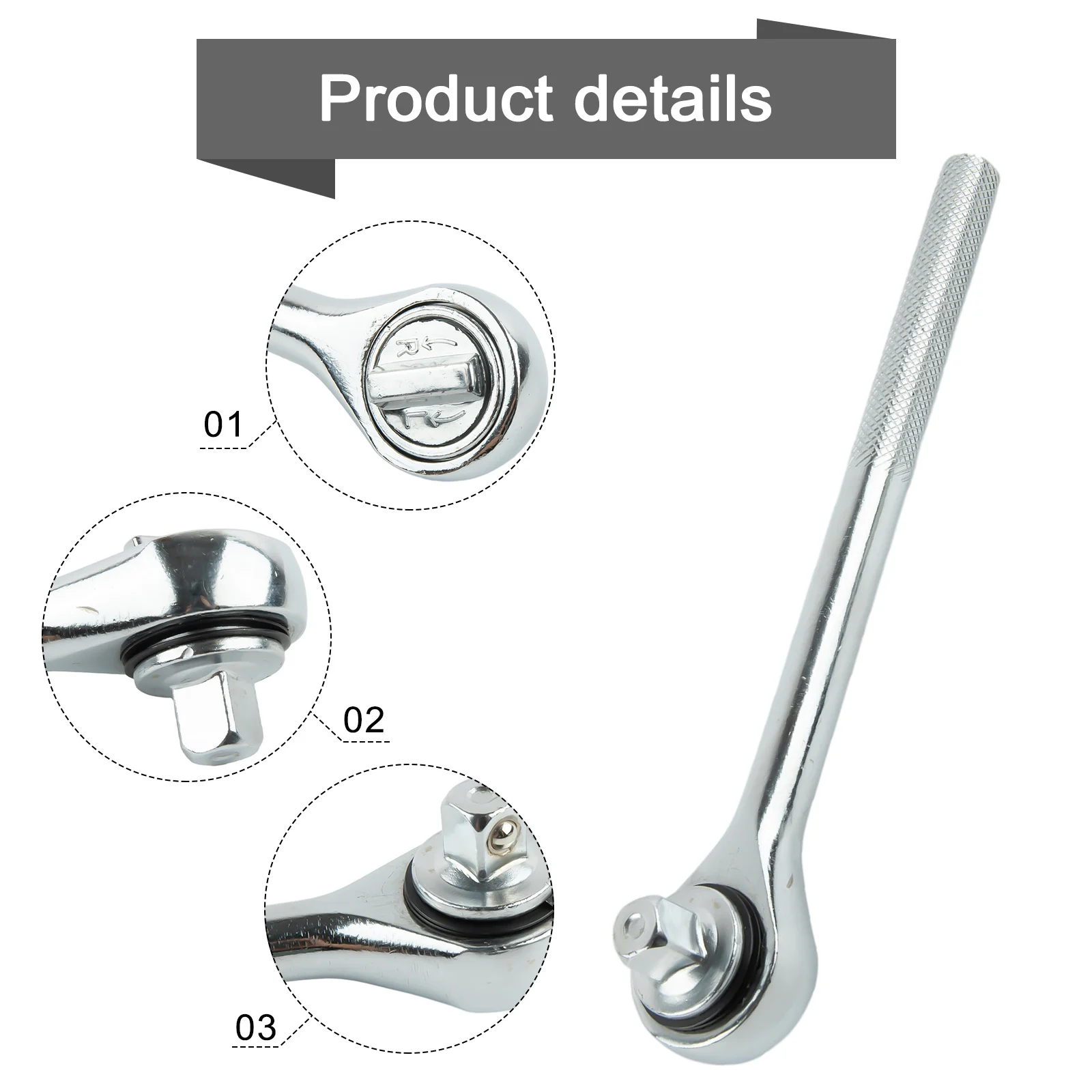 Imagem -02 - Chave de Catraca High Torque Soquete h Handle Aço Cromo Vanádio Liberação Rápida Chave de Cabeça Quadrada Ferramentas Manuais 14 38 12