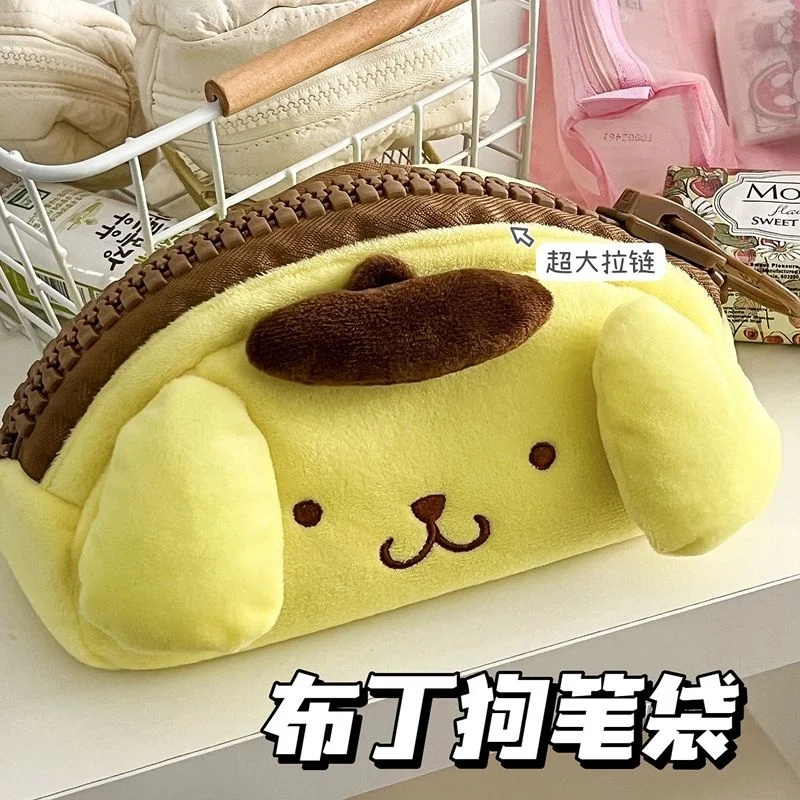 

PomPomPurin pencil case with large zipper storage capacity cute student desktop organizer cartoon stationery box Girls for Gifts