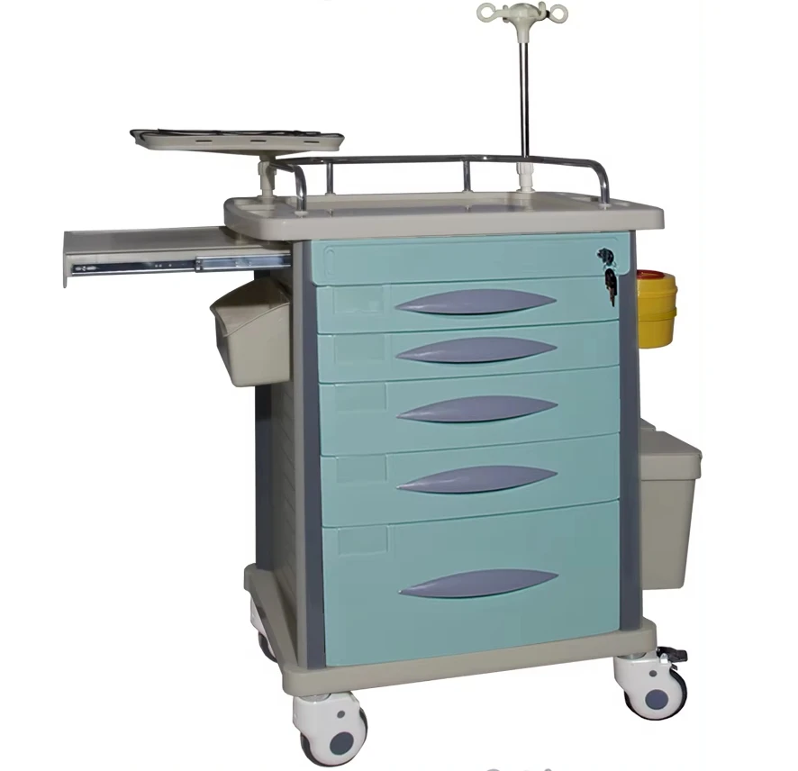 High Quality ABS  Hospital Emergency Cart Band Pulley Mobile Medical Furniture