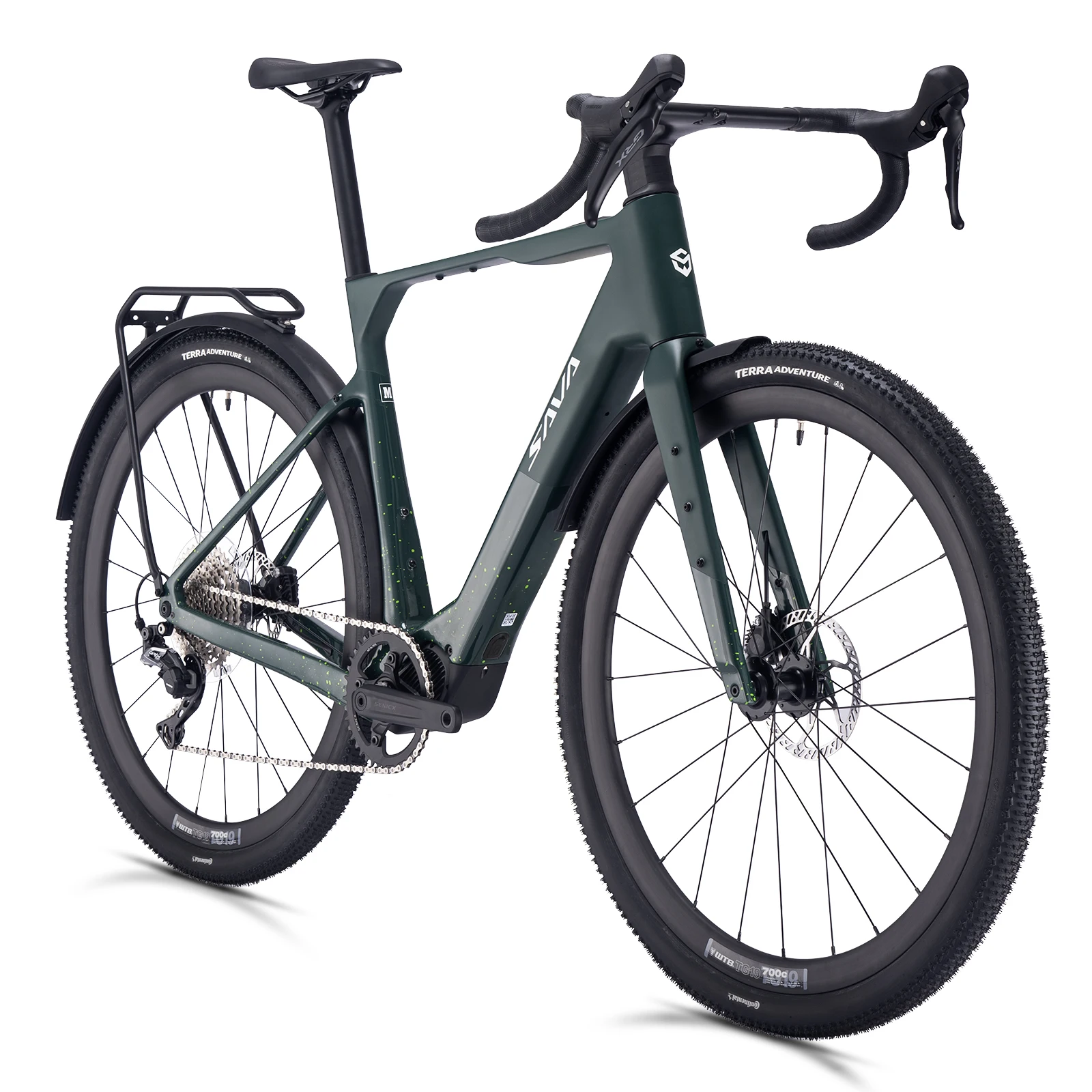 SAVA E-BIKE Carbon Fiber Gravel Electric Assist Bicycle, equipped with SHIMAN0 GRX ST-RX600 groupset