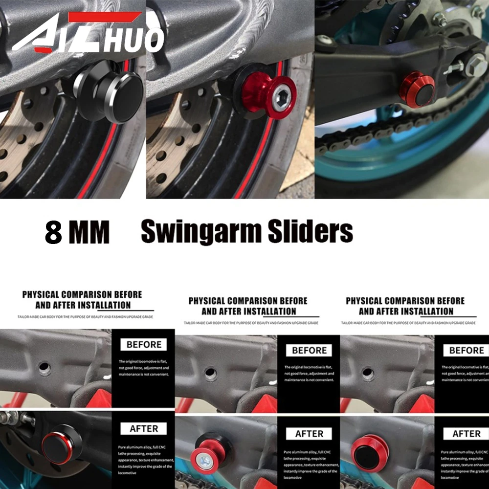 8 مللي متر دراجة نارية Swingarm بكرات المتزلجون الخلفية حامل مسامير ل Ducati الوحش 821 950 SP 695 696 796 797 1200 600 620 696 937 S20R #6