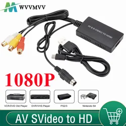 WvvMvv RCA /AV SVIDEO to HDMI-compatible Adapter For DVD HD TV STB Compatble With PS2/PS3,720P /1080P AV S-VIDEO Video Converter