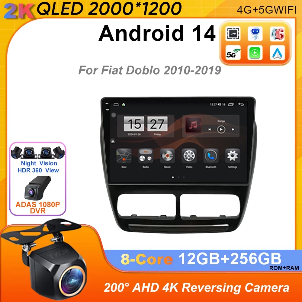 

Android 14 Car Radio For Fiat Doblo 2010-2019 Stereo Multimedia Video Carplay Navigation radio BlueTooth GPS 4G WIFI Autoradio