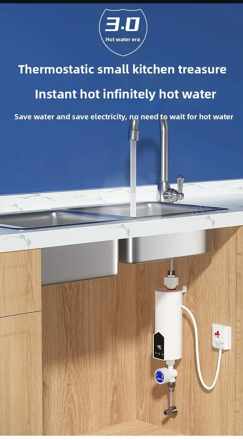 Instant Water Heater 220V Portable Electric Heaters for Bathroom Hot Water Shower and Home Kitchen Heating