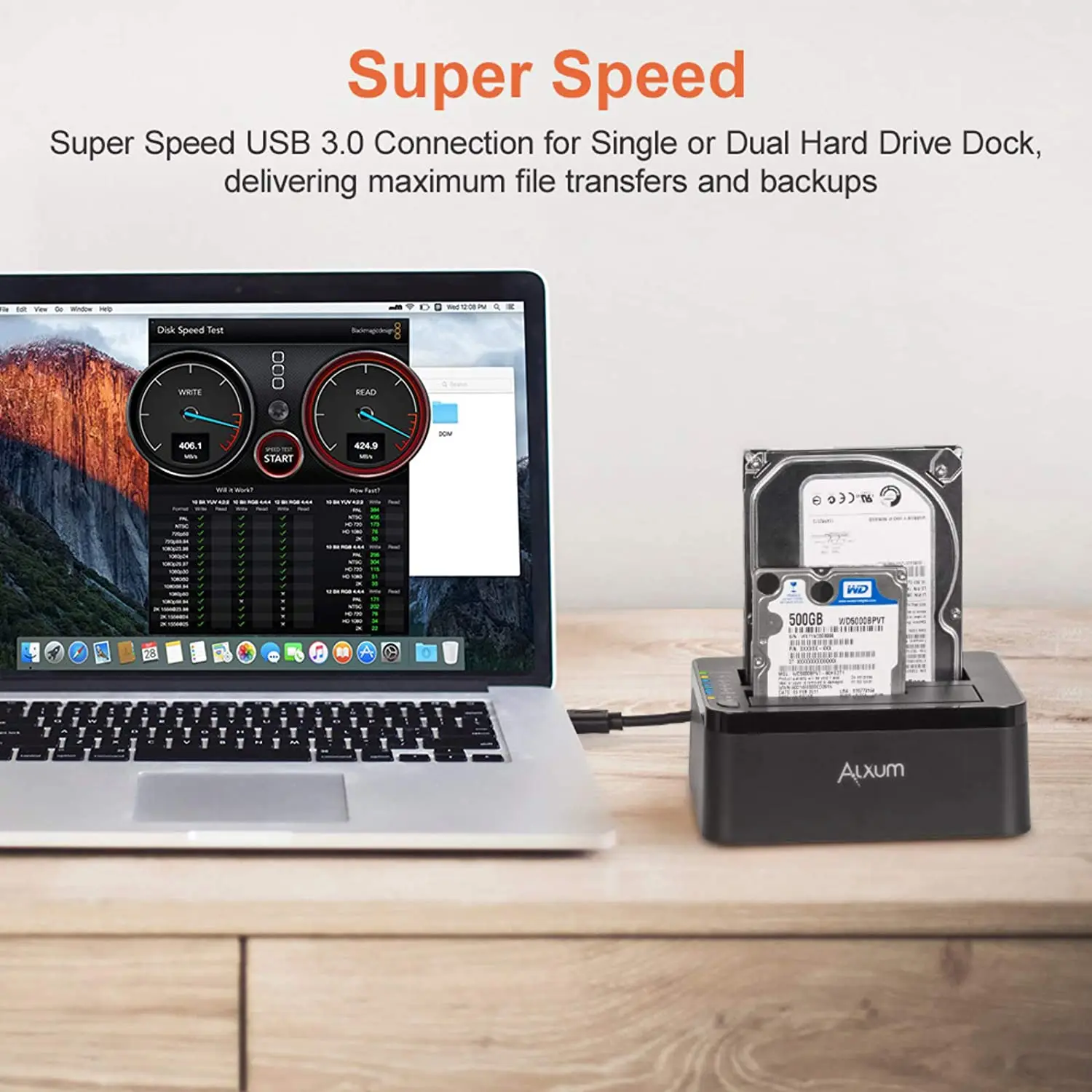 USB C 5Gbps to 2.5/3.5 Inch HDD SSD Hard Drive Docking Station with Offline Clone Dual Bay SATA Adapter for Windows macOS Linux