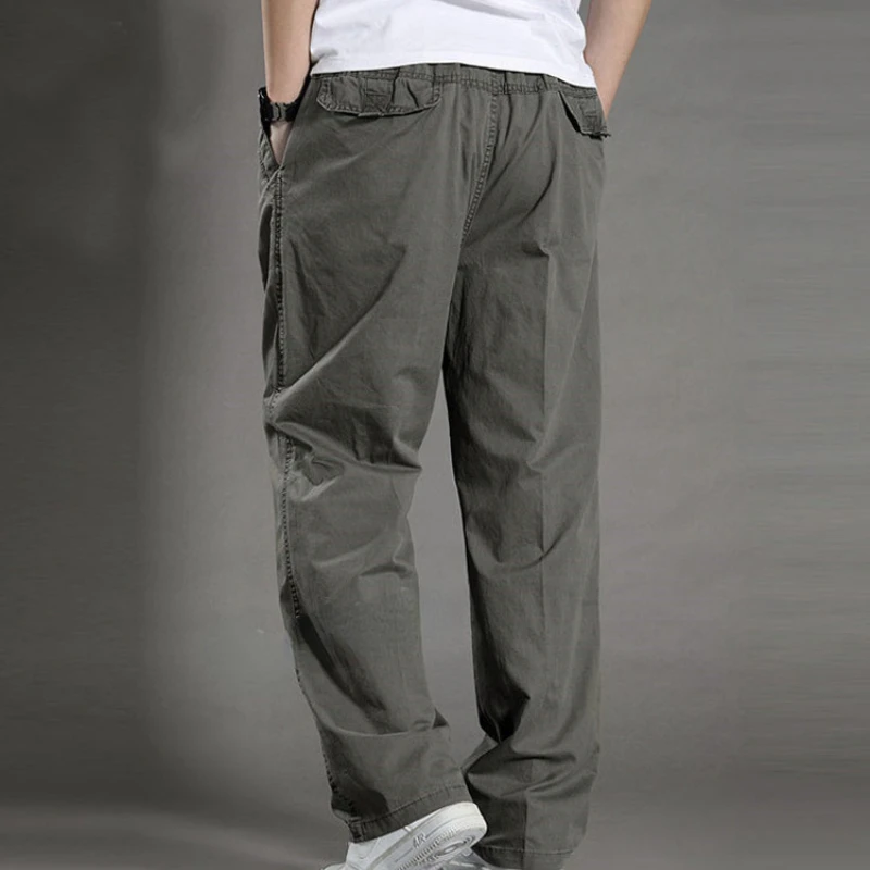 M-6XL Casual Pants Men Simple Loose Harajuku All-match Handsome Full-length Cargo Trousers Personality Streetwear Trendy Joggers